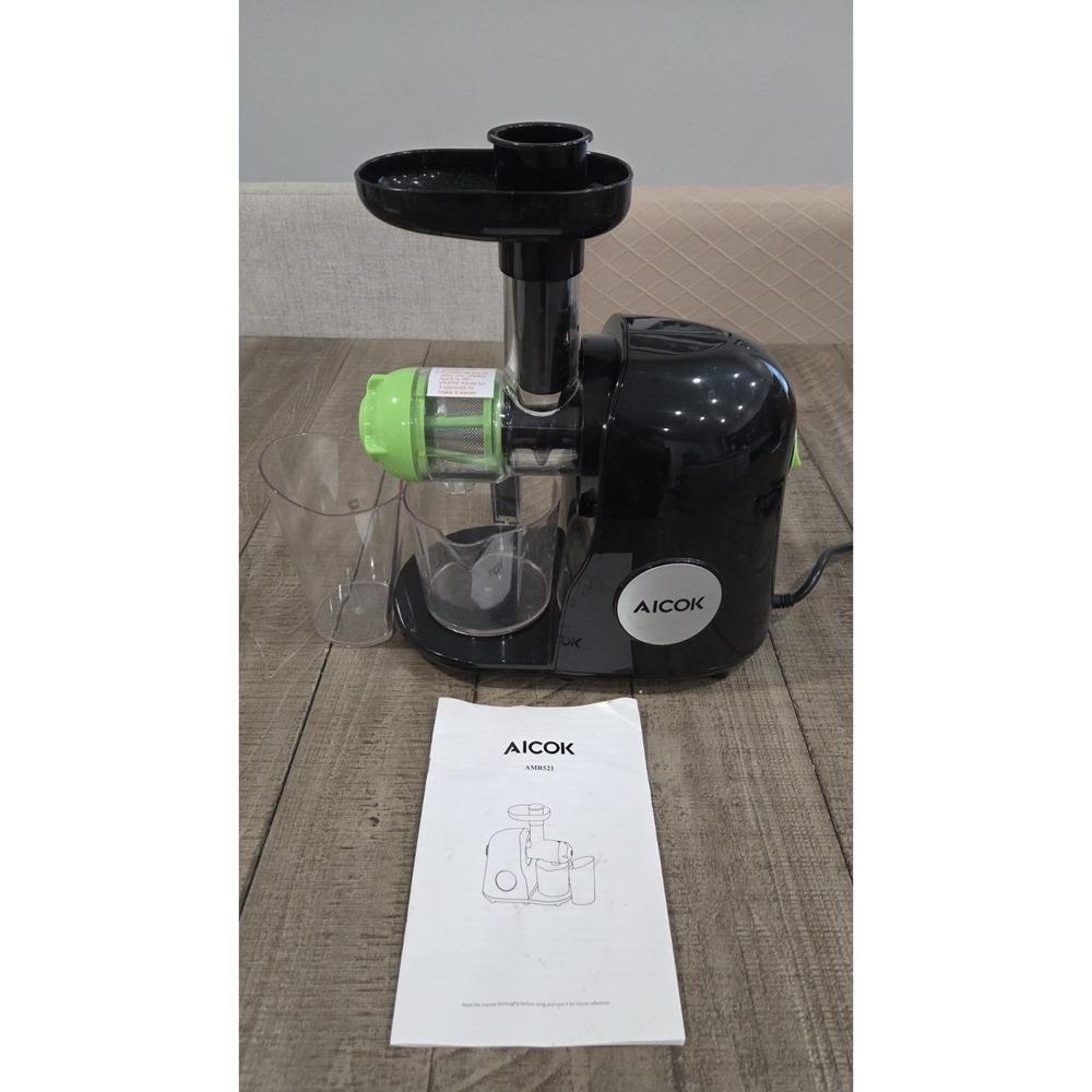 Aicok AMR521 150W Slow Masticating Juicer Extractor Black Green Quiet Motor